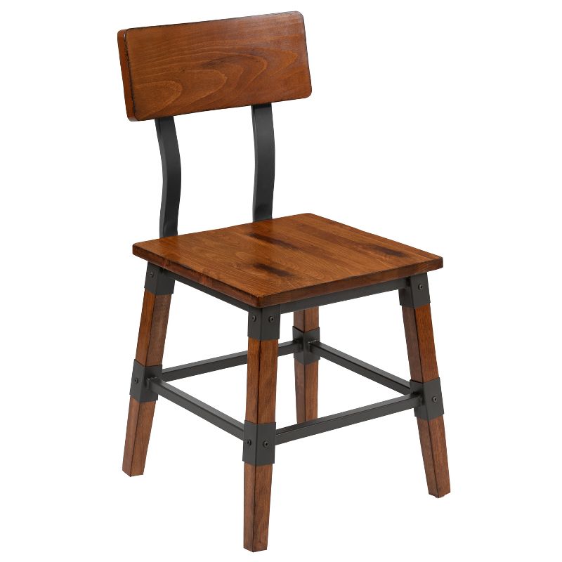 Flash Furniture 2 Pack Rustic Antique Walnut Industrial Wood Dining Chair, 5 of 15