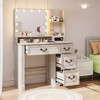 Fredees Vanity Desk: Lighted Mirror, Power Outlet, Rustic Makeup Table, Drawers, Stool, Hollywood Mirror with 3-Color Lights - 3 of 4