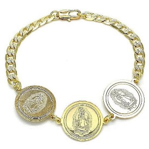 RMZ GOLD NYC 14K GOLD CUBAN CURB COIN BRACELET 8'' GUADALUPE 14K GOLD PLATED - 1 of 2