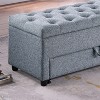 PAGED Ottoman Bench with Storage, Tufted Storage Bench with Pull Out Drawer, Foot Stool for Entryway, Bedroom - 4 of 4