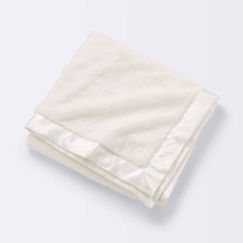 Solid Satin Edge Plush Baby Blanket - Cream - Cloud Island&#8482;, 1 of 6