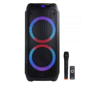 beFree Sound Dual 8 Inch Bluetooth Wireless Portable Party Speaker with Reactive Lights