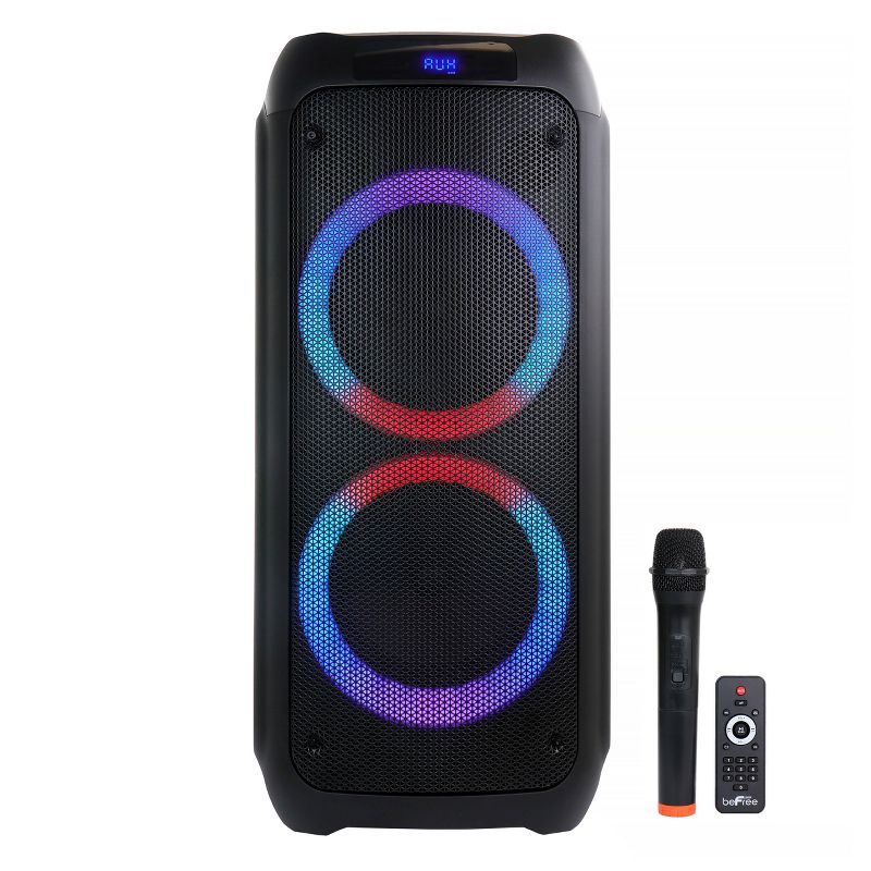 beFree Sound Dual 8 Inch Bluetooth Wireless Portable Party Speaker with Reactive Lights, 1 of 9
