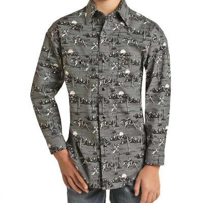 Girl Conversational Print Snap Shirt - Rock & Roll Denim XL