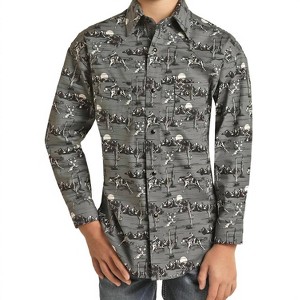 Girl Conversational Print Snap Shirt - Rock & Roll Denim XL - 1 of 2