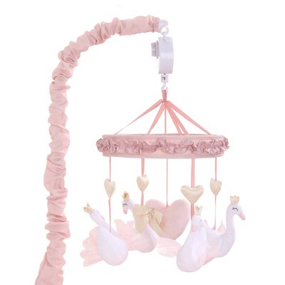 The Peanutshell Grace Musical Mobile, Pink Swan and Gold Hearts