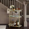 Madison Park Lauren Bar Cart Antique Gold: 3-Tier, Tempered Glass & Mirror Shelves, Metal Frame - 2 of 4
