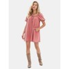 EXLURA Womens Summer Denim Short Puff Sleeve Dresses Knit Loose Plus Size Short Mini Dress 2025 Trendy Outfit - 4 of 4