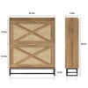 Narrow Shoe Rack Cabinet with Flip Drawers, Hidden Golden Handles, Rustic Oak Rattan - 2 of 4