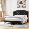 homfan Bed Frame with Wingback Headboard, Upholstered Velvet Platform Bed with Rivets Button Tufted Design, No Box Spring Needed, Easy Assembly - 3 of 4