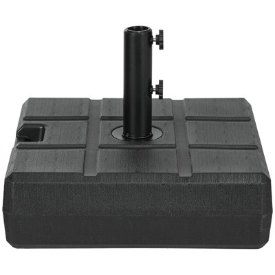 Black HDPE Fillable Patio Umbrella Base with Steel Holder