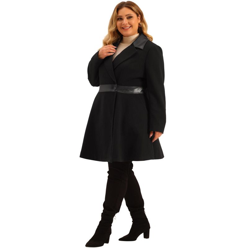 Agnes Orinda Women's Plus Size Fashion Notched Lapel Single Breasted Long Overcoats, 3 of 6