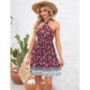 Coolmee Women's Summer Mini Dress Boho Sleeveless Halter Backless Tie Back Floral Bodycon Short Sundress - 4 of 4
