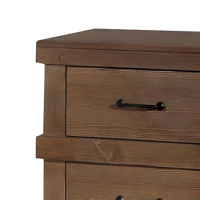 Antique Oak Two Drawer Nightstand with Metal Handles