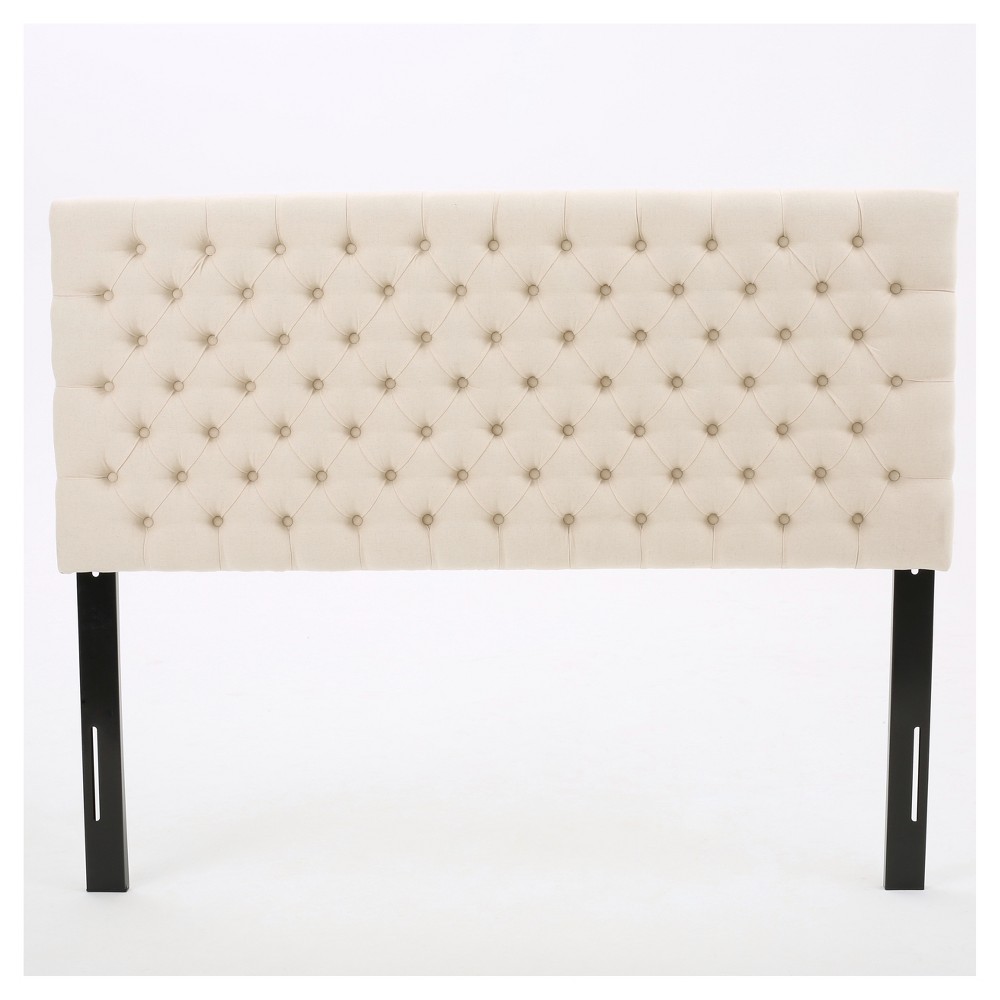 Photos - Bed Frame Christopher Knight Home Bierman Headboard - Beige - Full/Queen: Diamond Tufted, Adjustable, Wood Frame Mounted