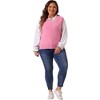 Agnes Orinda Women's Plus Size V Neck Knit Solid Classic Sleeveless Pullover Sweater Vest - 3 of 4