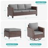 Sonkuki Outdoor 5-Piece Wicker Patio Conversation Set, 2 Rattan Swivel Rocking Chairs with Ottoman, Navy Blue Cushion - 2 of 4
