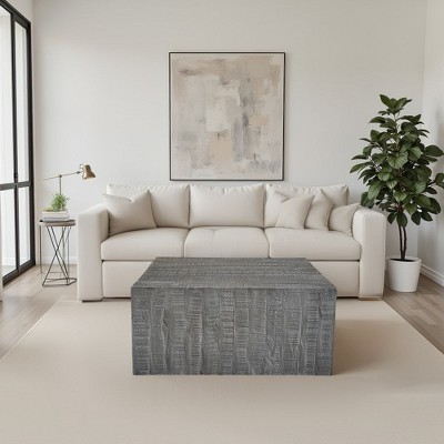 Royal Hampton Coffee Table | 33 Inch Square Block Top | Sandblasted Gray Mango Wood