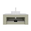 FAMYYT 36 in. Single Sink Floating Curved Edge Green Bath Vanity with White Marble Top (Assembled), Round Sink - 4 of 4