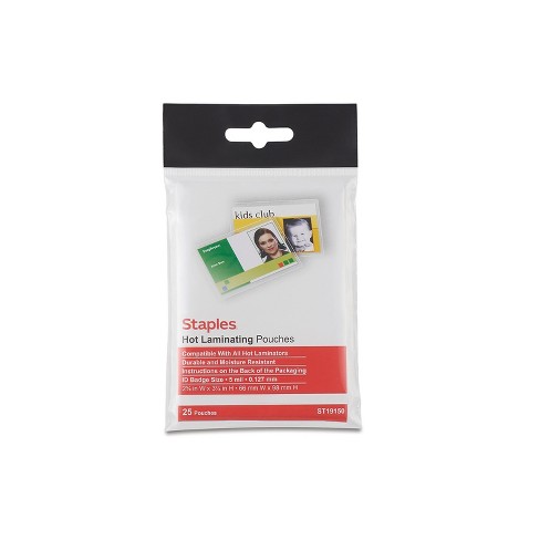 Staples Id Tag Size Thermal Laminating Pouches 5 Mil 25 Pack 