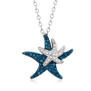 Ross-Simons 0.20 ct. t.w. Blue and White Diamond Starfish Pendant Necklace in Sterling Silver - 1 of 3