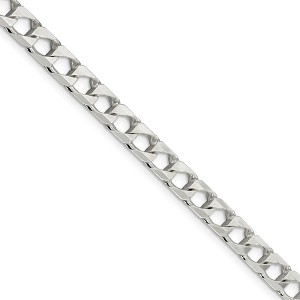 Black Bow Jewelry Men's 6.25mm Sterling Silver Flat Square Curb Chain Necklace - 1 of 4