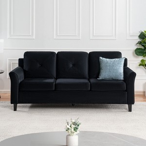 Home Imports Emporium Button Tufted Loveseat, Affordable Black Modern Microfiber Couch for Small Spaces - 1 of 4