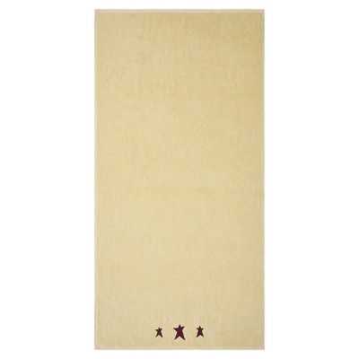 Burgundy Prim Stars Creme Bath Towel Set of 2 27x54  VHC Brands
