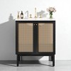 30" Bathroom Vanity with Handmade Rattan Doors, Ceramic Sink, Soft-Close Doors,Free-Standing Vanity - 2 of 4