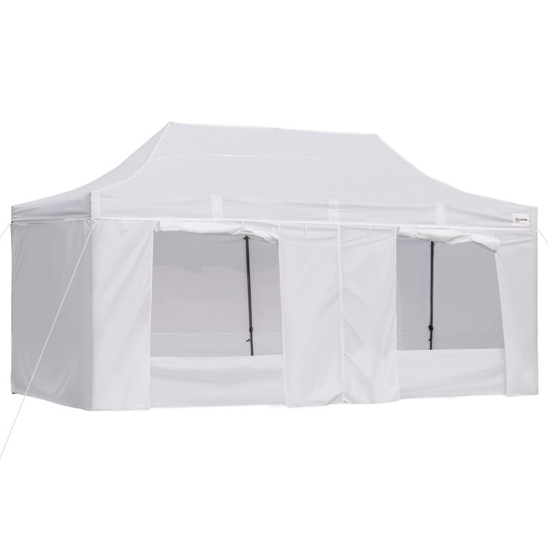 Outsunny 10' x 20' Heavy Duty Pop Up Canopy with 7 Removable Zippered Sidewall, Bottom Privacy Sidewall, Roller Bag, Upgraded Tube, Party Event for Patio Backyard Garden, 1 of 11