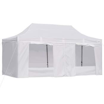 Outsunny 10' x 20' Heavy Duty Pop Up Canopy with 7 Removable Zippered Sidewall, Bottom Privacy Sidewall, Roller Bag, Upgraded Tube, Party Event for Patio Backyard Garden