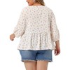Agnes Orinda Women's Plus Size Casual Babydoll Peplum Cut Out 3/4 Sleeve Floral Blouses - 4 of 4