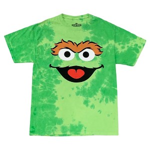 Sesame Street Oscar the Grouch Adult Green Tie Dye Short Sleeve Tee - 1 of 4