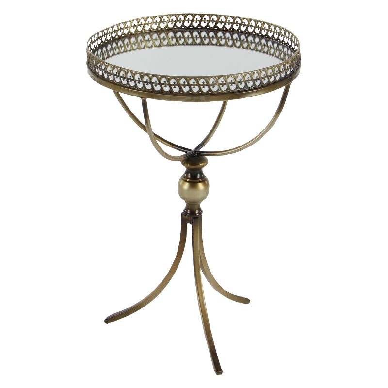 Metal and Glass Round Pedestal Table Gold - Olivia & May, 3 of 21
