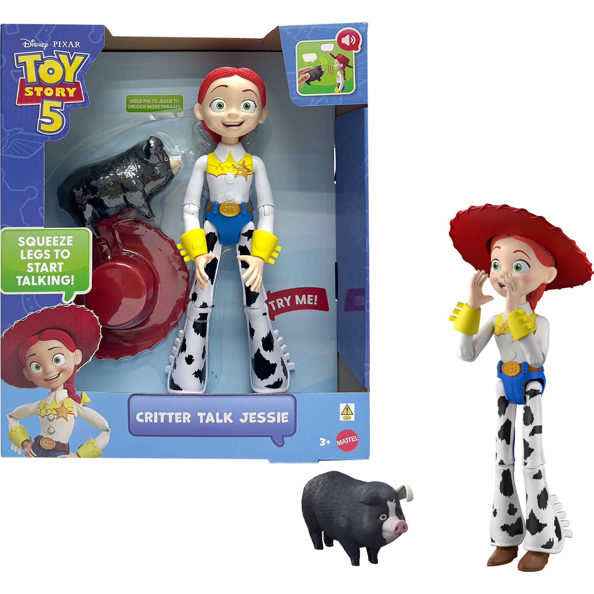Disney and Pixar Toy Story 5 Critter Talk Jessie, 12" Action Figure Toy & JD Pig, 35 Sounds