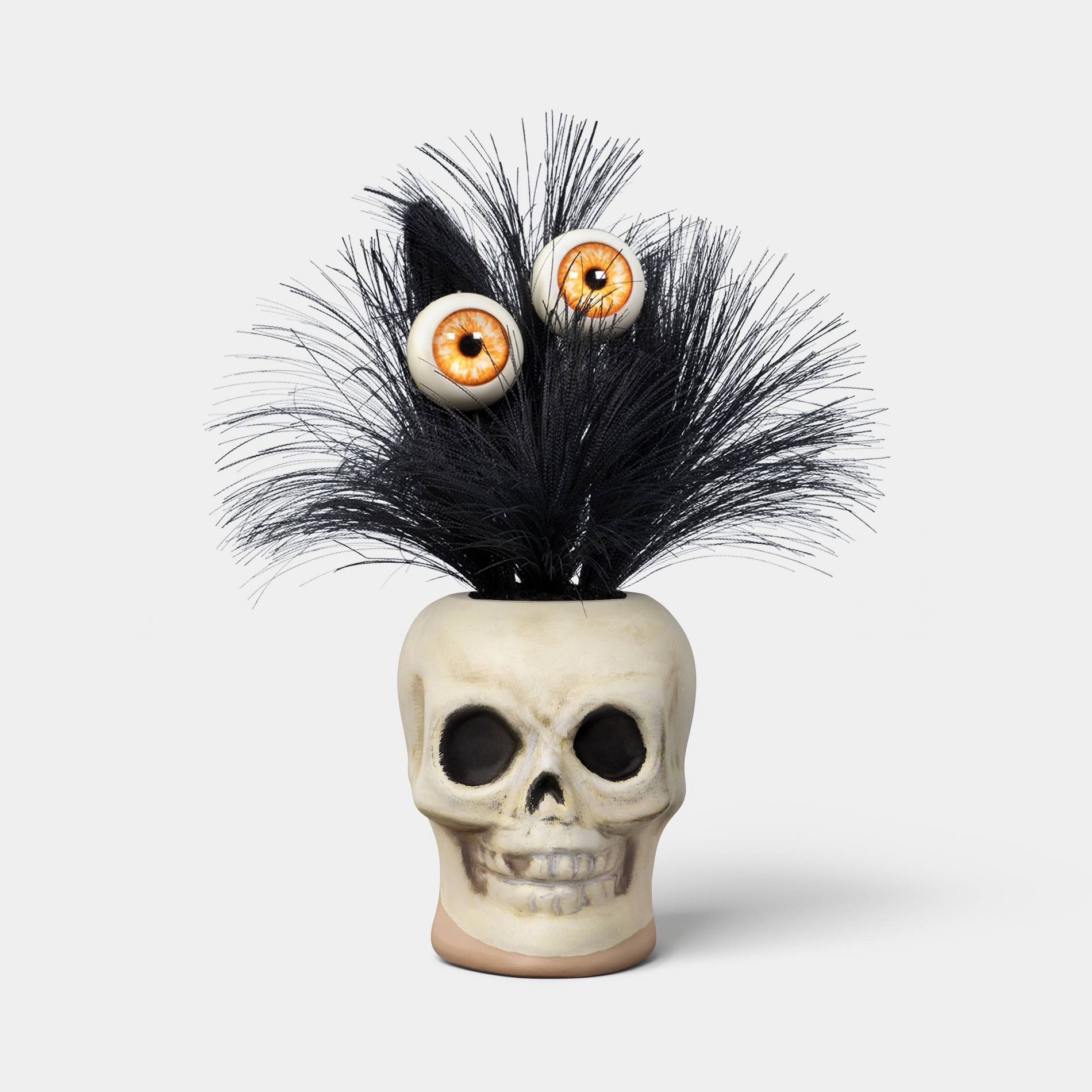 7" Grim Greenery Eyeballs Plastic Skull Pot Needle Like Halloween Artificial Plants - Hyde and EEK! Boutique™