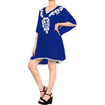 LA LEELA Women's Swim Cover Up Beachwear Bikini Tunics 2X-3X Mary Blue AC749