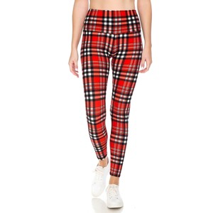 Slickblue Women's Long Yoga Leggings, High Waist, Banded Lined, Tie Dye Printed Knit, Red, One Size - 1 of 4