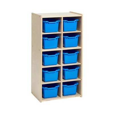 ECR4Kids Birch 10 Tray Streamline Storage Cabinet, Wood Cubbies for Kids, 10-Section