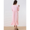 cheibear Women's Victorian Long Sleeve Ruffle Night Gown Sleepwear with Pockets - 4 of 4