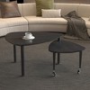 KTMBDW 2 Tier Modern Coffee Table, 360 Degree Rotatable Coffee Center Table with Wood Legs and Sintered Stone Tabletop, Cocktail Table for Living Room - 3 of 4