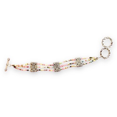 Michelle Marie Boutiques Vibrant Tourmaline Triple Strand Gemstone  Bracelet