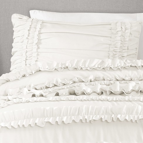 2pc Twin/twin Extra Long Ruched Chevron Comforter Set White - Lush Décor :  Target