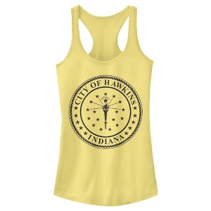 Juniors Womens Stranger Things City of Hawkins Crest Racerback Tank Top - 1 of 3