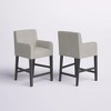 Lyngins Contemporary 26" H Counter Height Bar Stool with Rounded Armrests, Upholstered Counter Stools with Solid Rubberwood H-Frame Base - 2 of 4