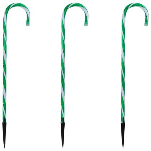 Northlight Set Of 3 Green And White Twinkle Candy Cane Pathway Markers ...