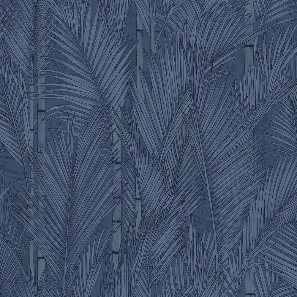 Photos - Wallpaper Roommates Swaying Fronds Peel and Stick  Navy 