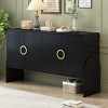 Four-Door Metal Handle Storage Cabinet,  Accent Cabinet Wiht Adjustable Shelf,  Modern Cabinet-Cuddlewood - 2 of 4