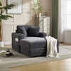Corduroy Upholstered Chaise Lounge Chair with Deep Seat, Detachable Cushions, Magazine Bag & Cup Holders for Living Room or Office - 2 of 4