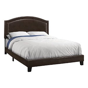 Monarch Specialties Bed, Queen Size, Bedroom, Upholstered, Brown Leather Look, Transitional - 1 of 4